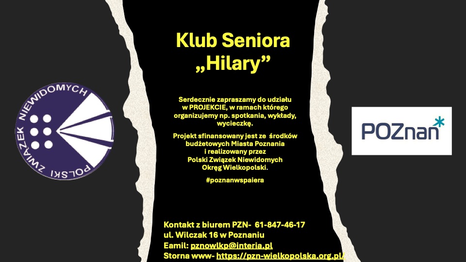 Plakat projektu Klub seniora Hilary
